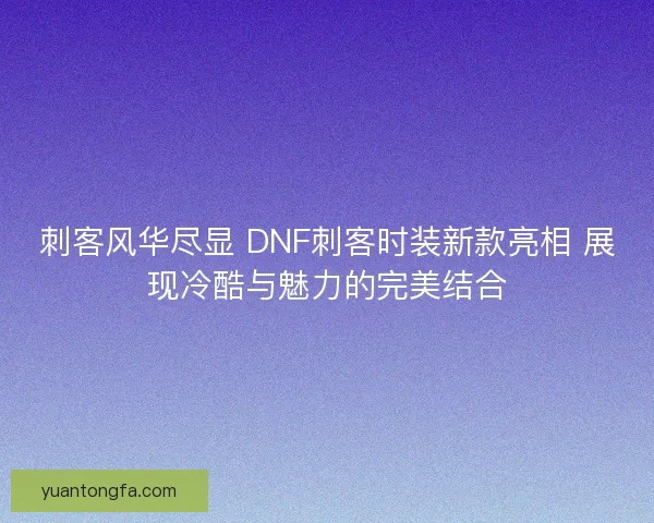 刺客风华尽显 DNF刺客时装新款亮相 展现冷酷与魅力的完美结合